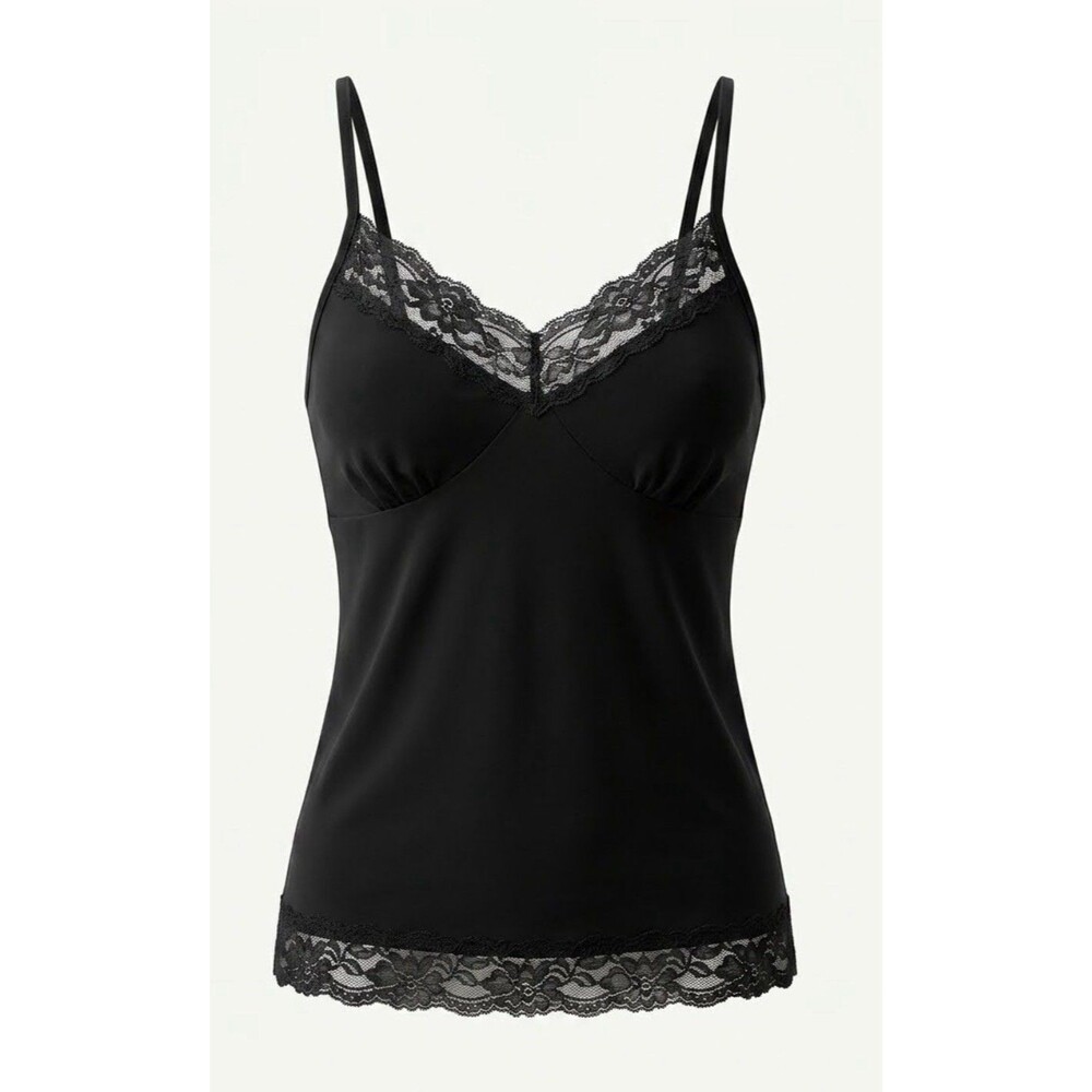 Vintage Carducci Womens Large Black Lace Babydoll Cami Stretch Whimsy Goth